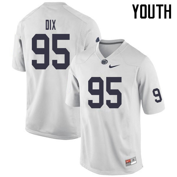 NCAA Nike Youth Penn State Nittany Lions Donnell Dix #95 College Football Authentic White Stitched Jersey BFV0098NM